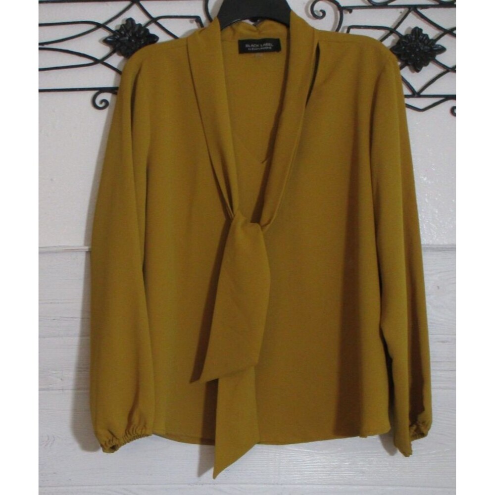 Black Label Evan Picone Women's Top Size XL Mustard Long Sleeve